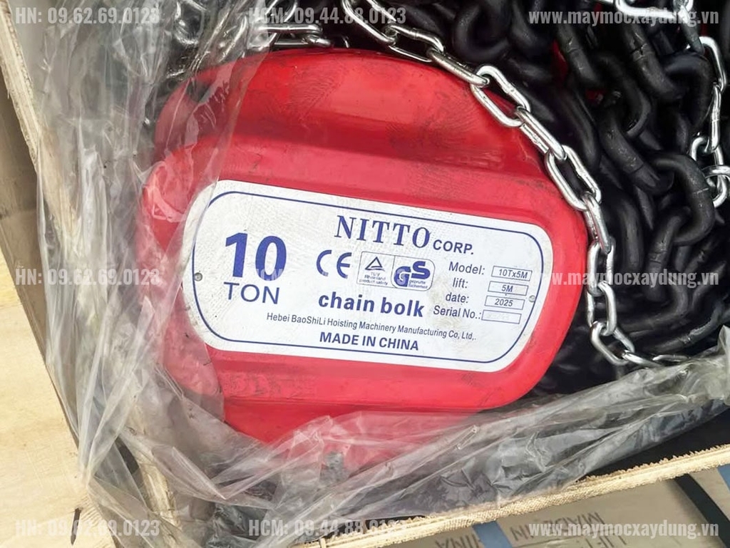 Pa lăng xích kéo tay Nitto 10 tấn 5m