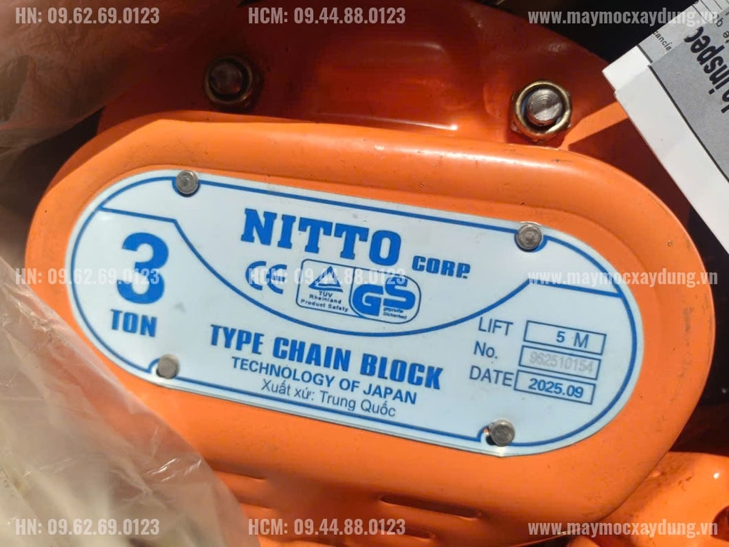 Pa lăng xích kéo tay Nitto 3 tấn 5m