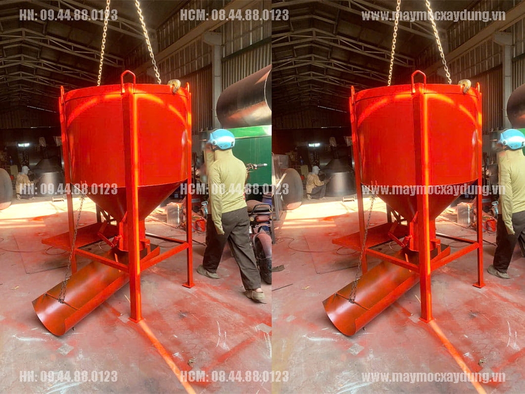 Phễu đổ bê tông 0.9 Khối có máng xoay