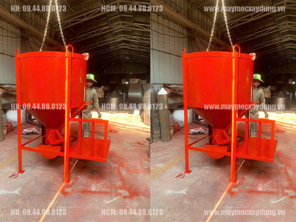 Phễu đổ bê tông 0.9 Khối có máng xoay