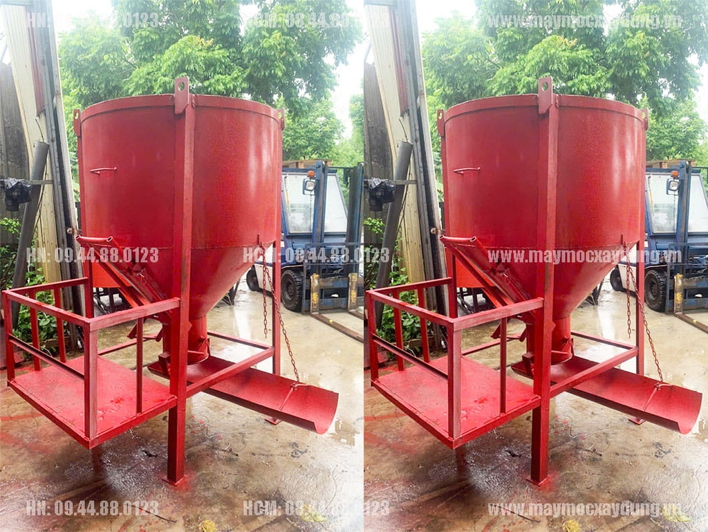 Phễu đổ bê tông 1.2 khối có máng xoay