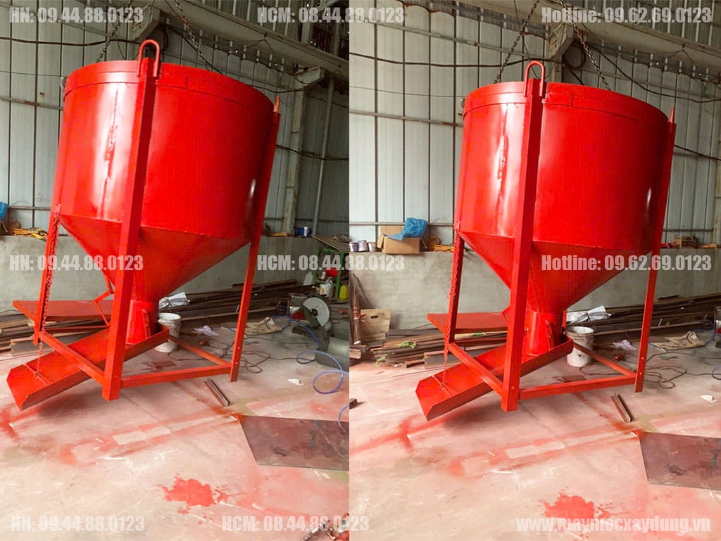 Phễu đổ bê tông 2 khối có máng xoay