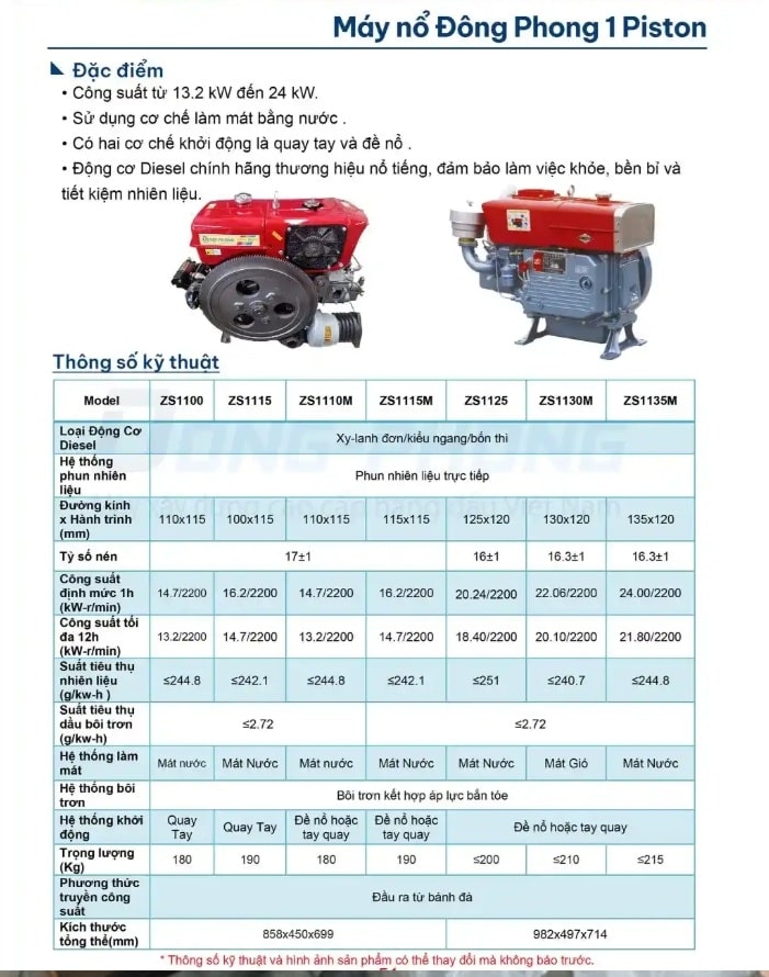 Đầu nổ Diesel Đông Phong D24 S1115NM gió đề