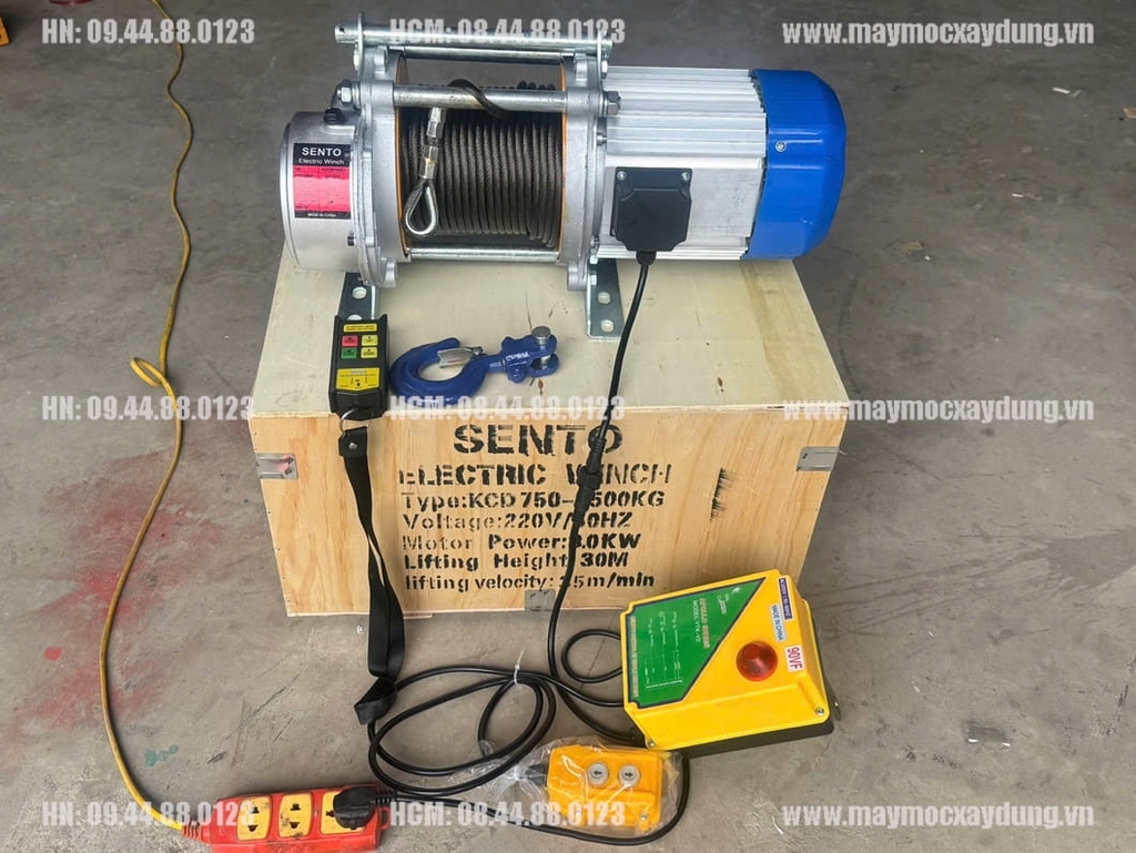 Tời điện đa năng Sento KCD750-1500 220V 30m 35 mét/phút ĐKTX
