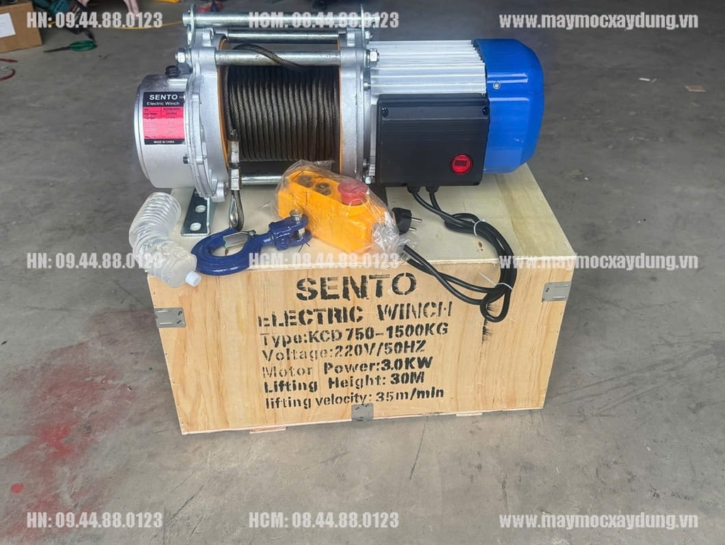 Tời điện đa năng Sento KCD750-1500 220V 30m 35 mét/phút ĐKTX