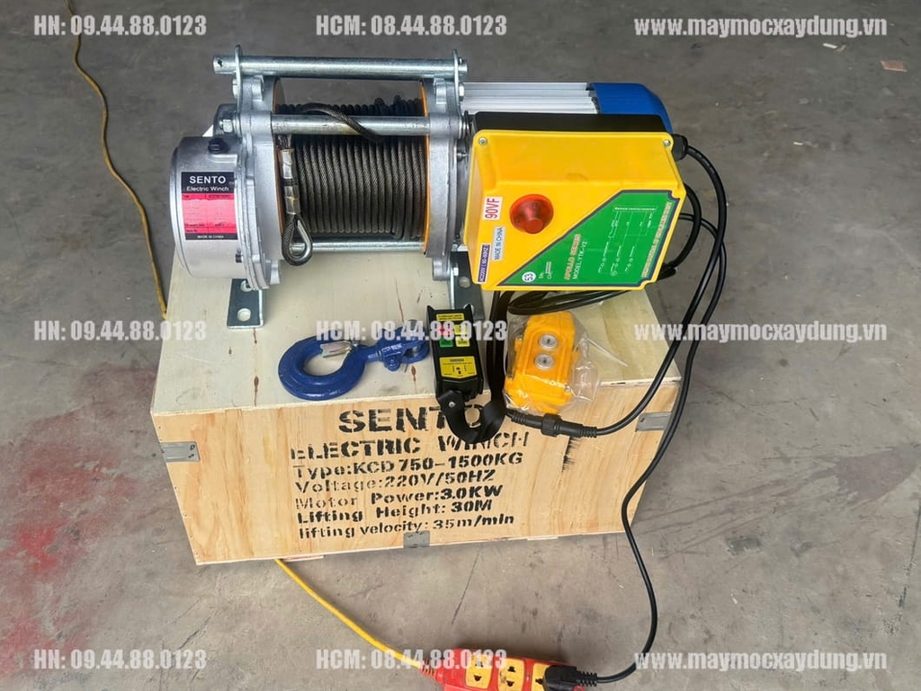 Tời điện đa năng Sento KCD750-1500 220V 30m 35 mét/phút ĐKTX