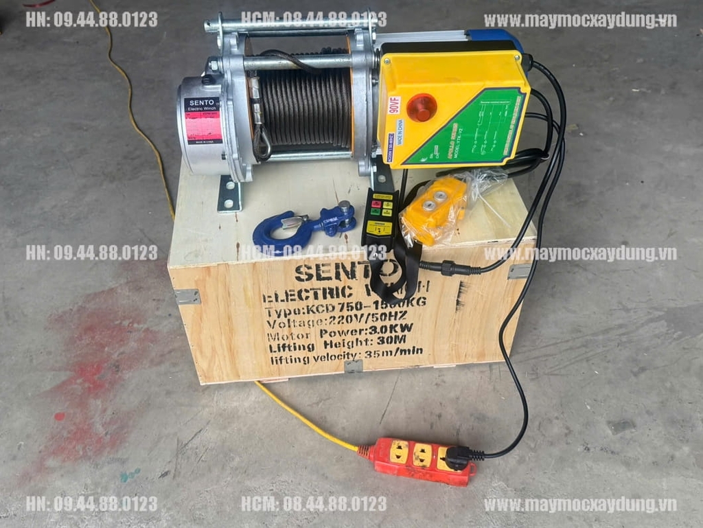 Tời điện đa năng Sento KCD750-1500 220V 30m 35 mét/phút ĐKTX