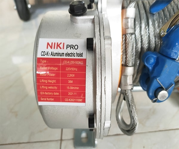 Tời điện đa năng Niki KCD250-500 220V 60m 30 mét/phút