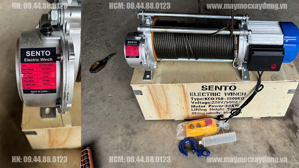 Tời điện đa năng Sento KCD750-1500 220V 90m 35 mét/phút