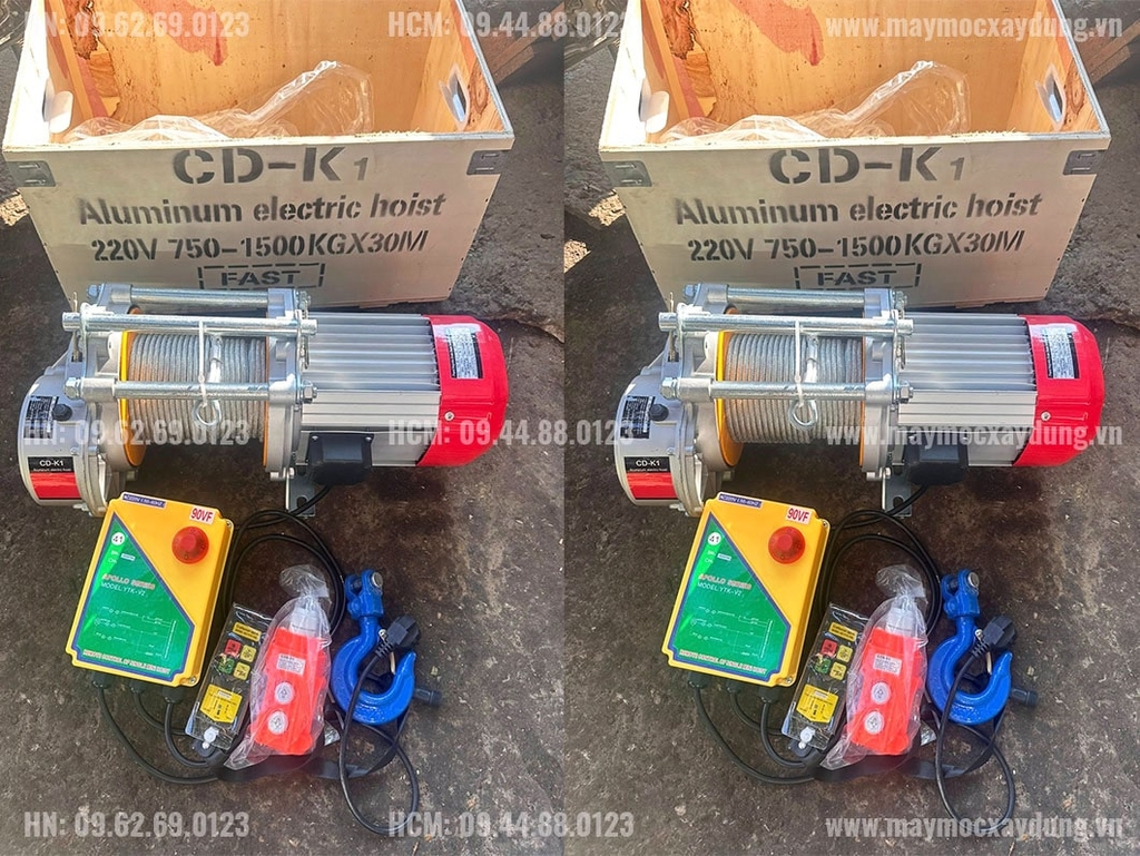 Tời điện nâng hàng CD-K1 750-1500 220V 60m 20 mét/phút