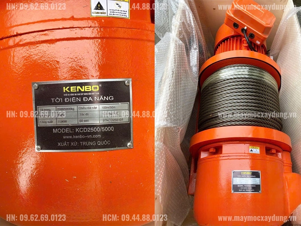 Tời kéo mặt đất Kenbo KCD2500-5000 100m 380V
