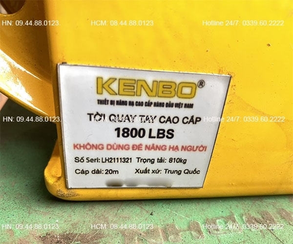 Tời quay tay Kenbo 1800LBS