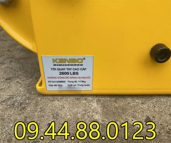 Tời quay tay Kenbo cao cấp 2600LBS 1170kg 20m