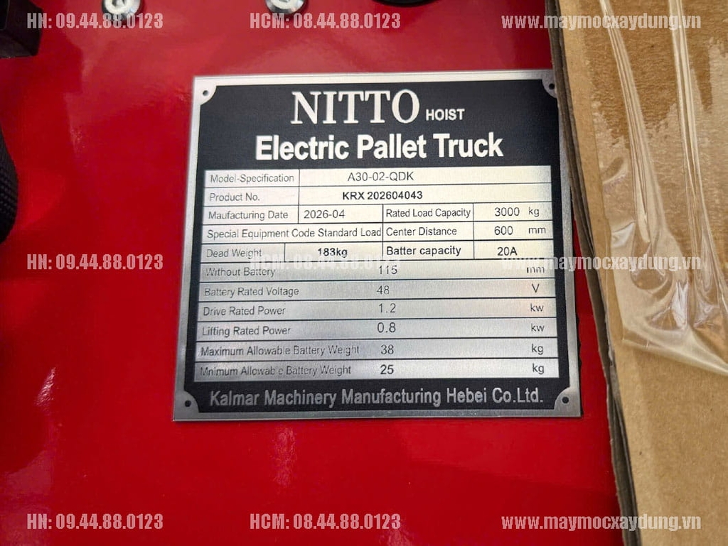 Xe nâng điện Nitto tay thấp 3 tấn