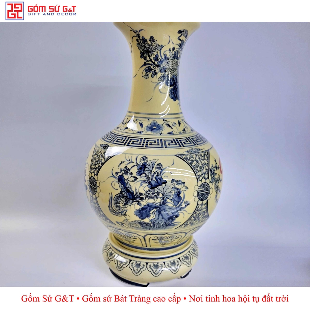 Tỏi tứ cảnh viết chữ Lộc men rạn bóng