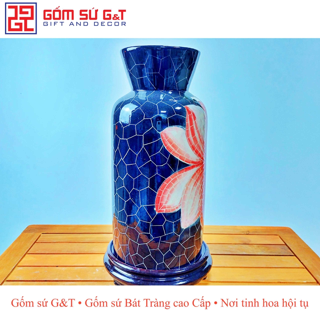 Lọ hoa Mosaic dáng phích cao hoa ly đỏ