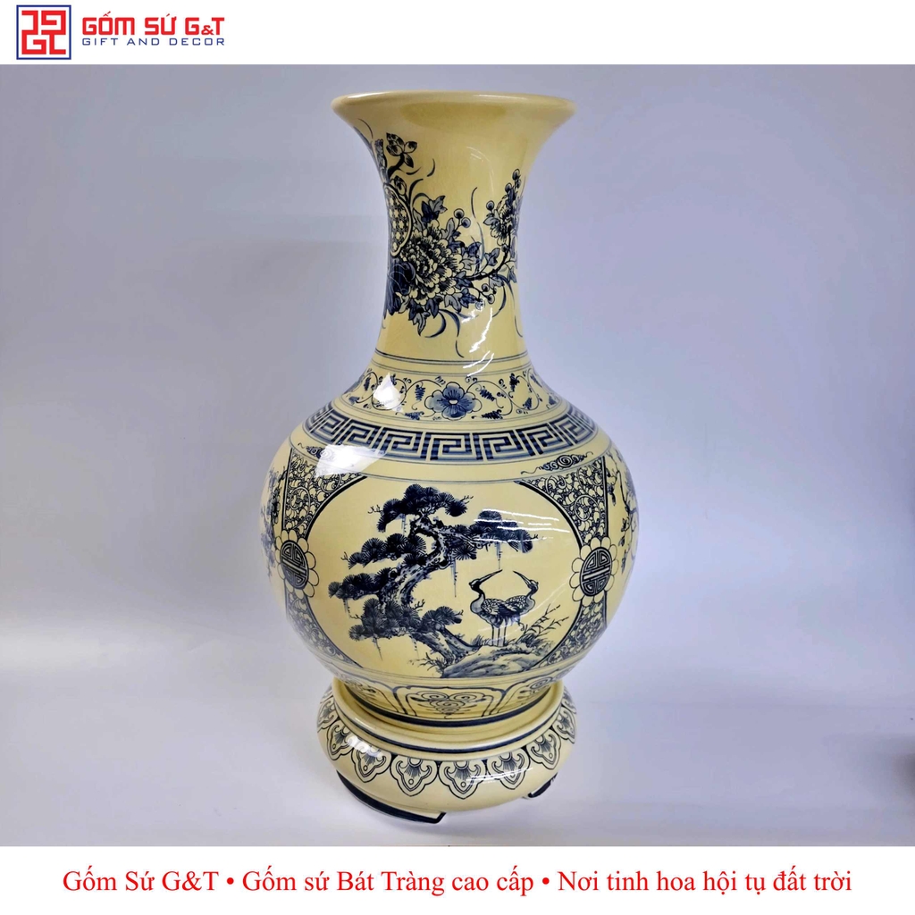 Tỏi tứ cảnh viết chữ Lộc men rạn bóng
