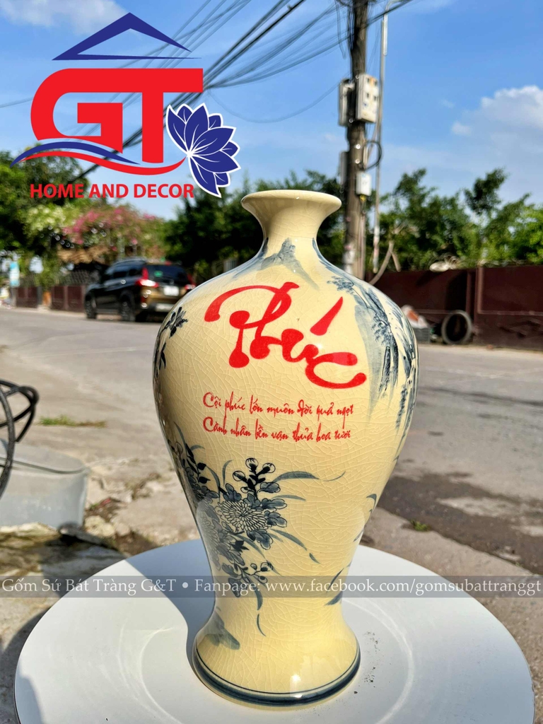 Mai bình tam đa ông phúc men rạn bóng