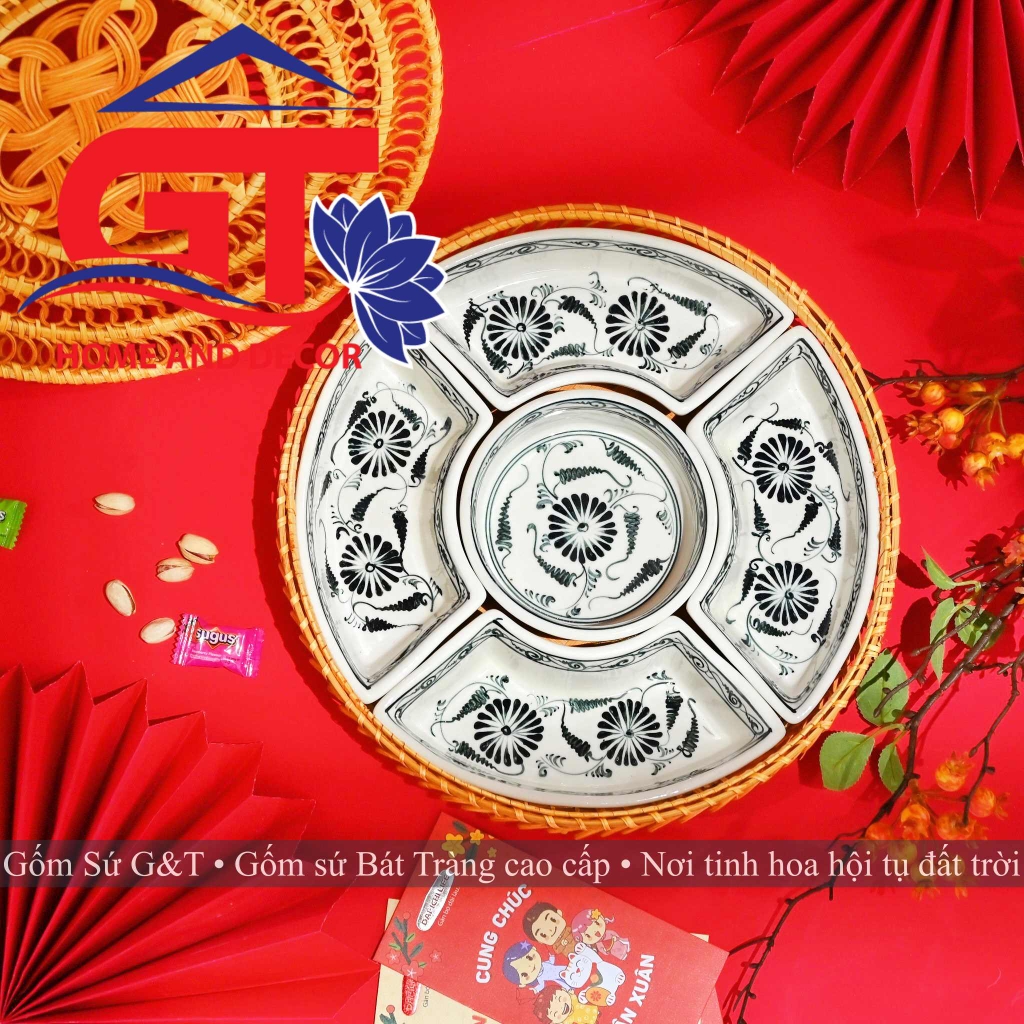 Khay mứt vẽ hoa dây