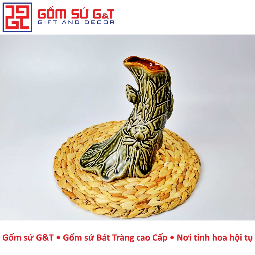 Bộ lọ hoa lá sen đắp