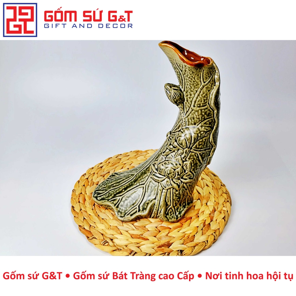 Bộ lọ hoa lá sen đắp