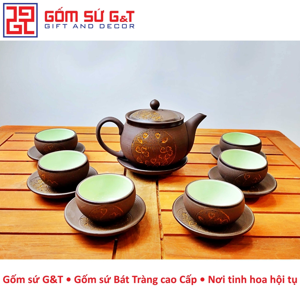 Bộ trà nâu trăng vàng