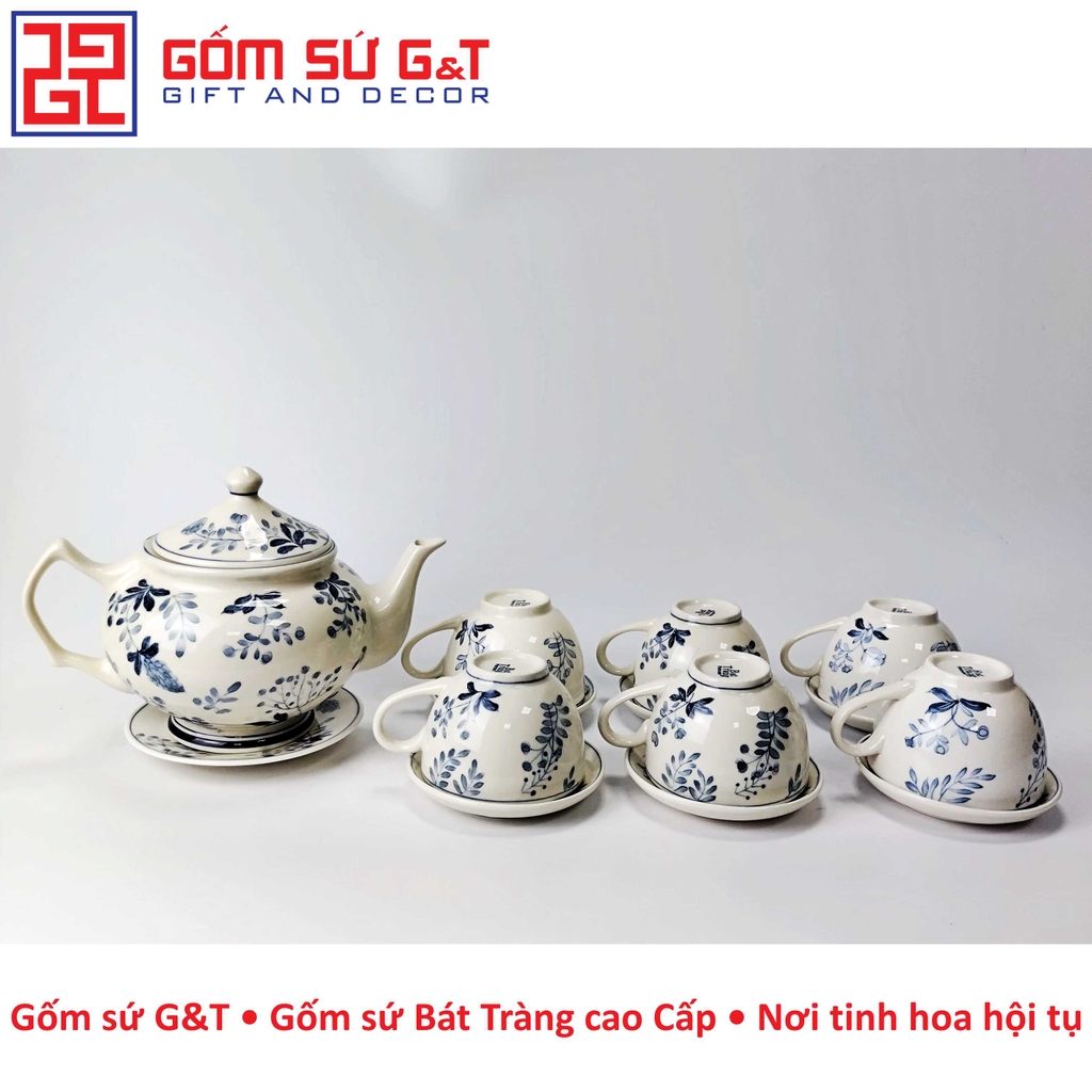 Bộ trà xuất Châu Âu vẽ hoa tràm nhạt