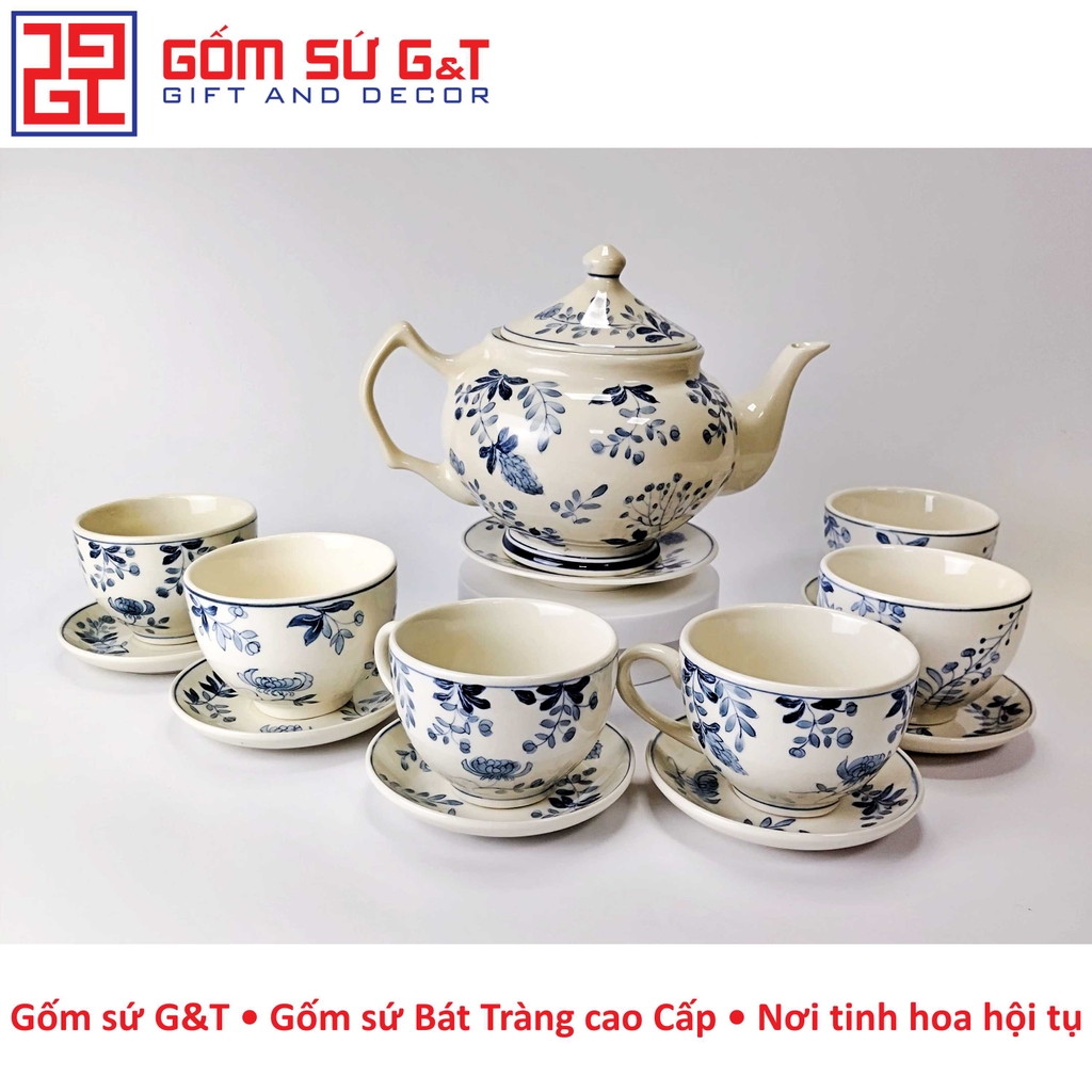 Bộ trà xuất Châu Âu vẽ hoa tràm nhạt