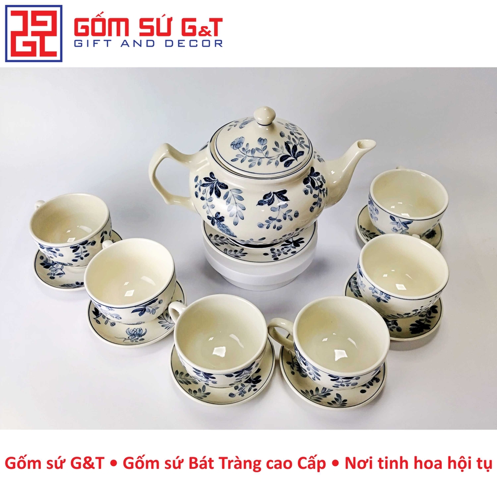 Bộ trà xuất Châu Âu vẽ hoa tràm nhạt