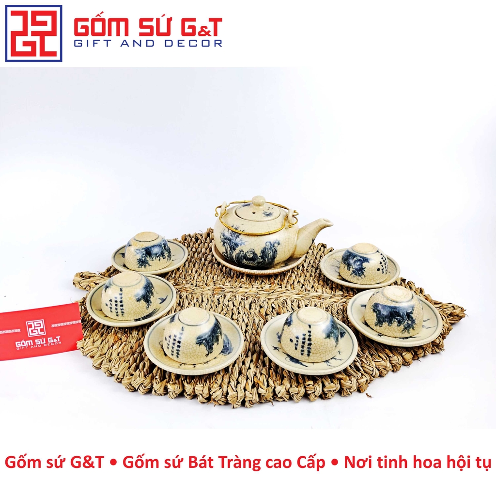 Bộ trà quả hồng trúc lâm thiết hiền men rạn