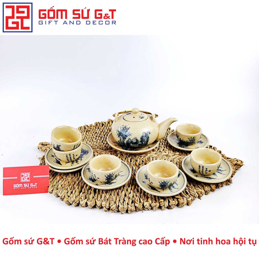 Bộ trà quả hồng trúc lâm thiết hiền men rạn