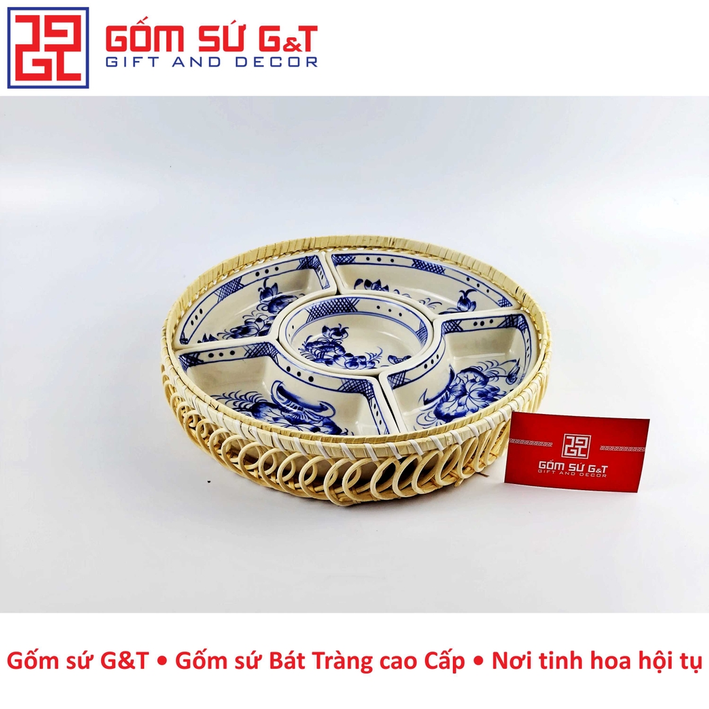 Khay mứt vẽ sen bụi