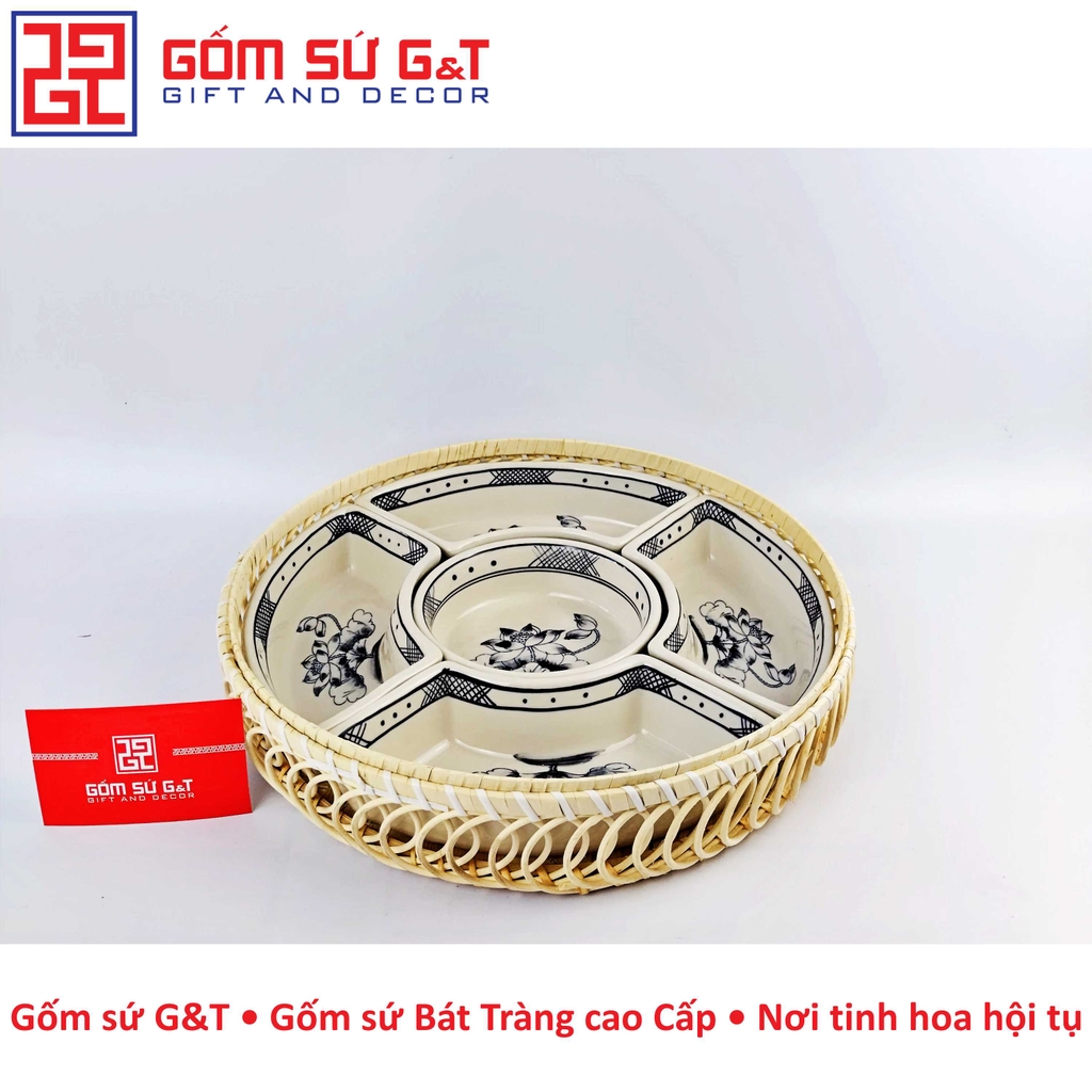 Khay mứt vẽ hoa sen