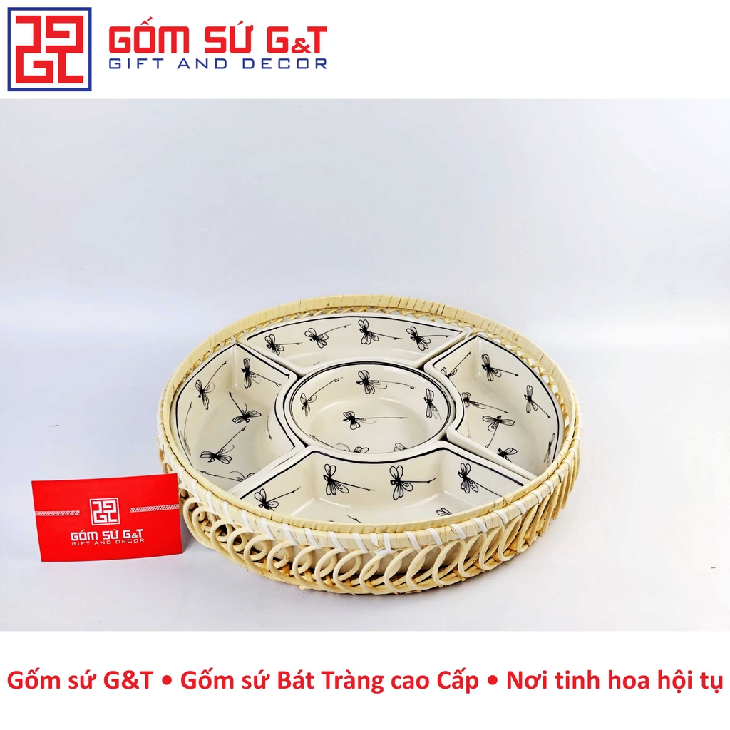Khay mứt vẽ chuồn kim
