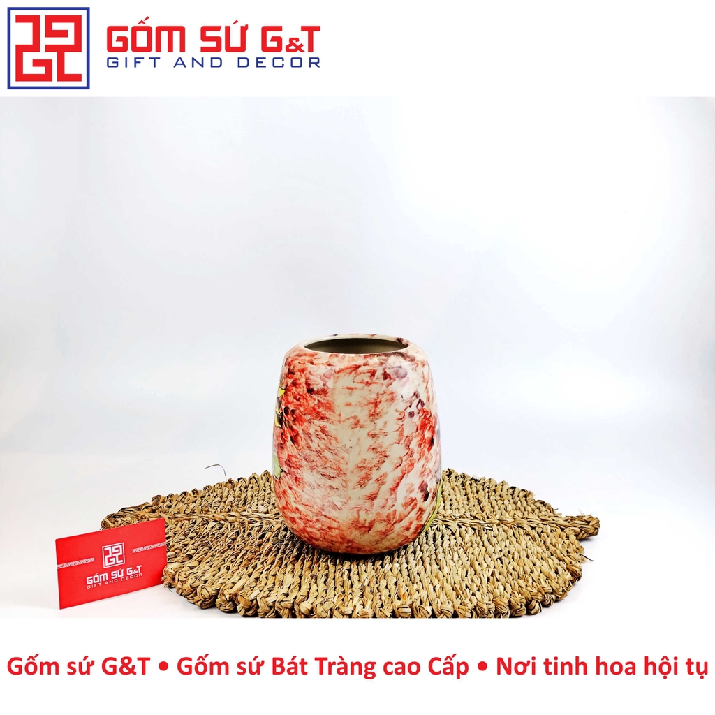 Lọ hoa dáng đu đủ vẽ hoa hướng dương