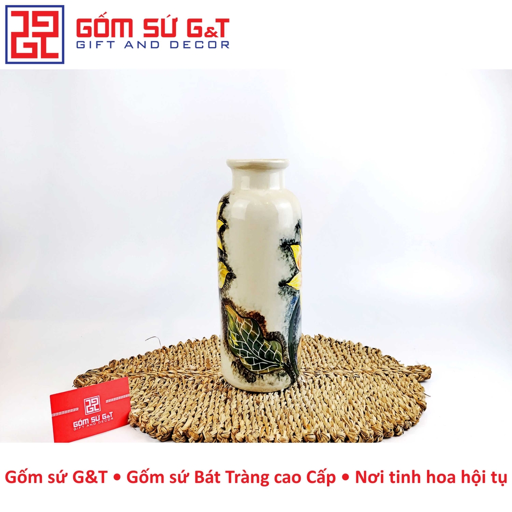 Lọ hoa dáng phích miệng gập hoa hướng dương