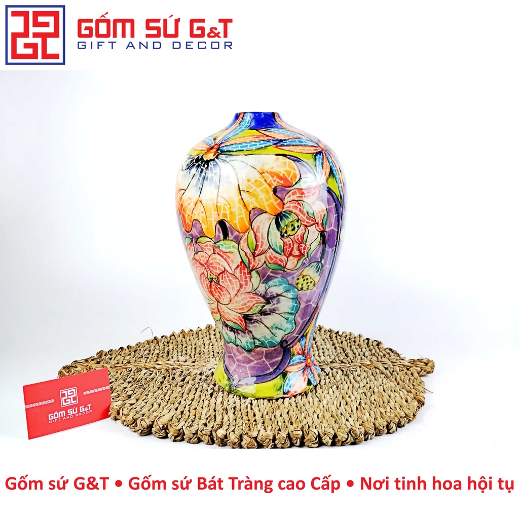 Mai bình vẽ sen nhị cảnh