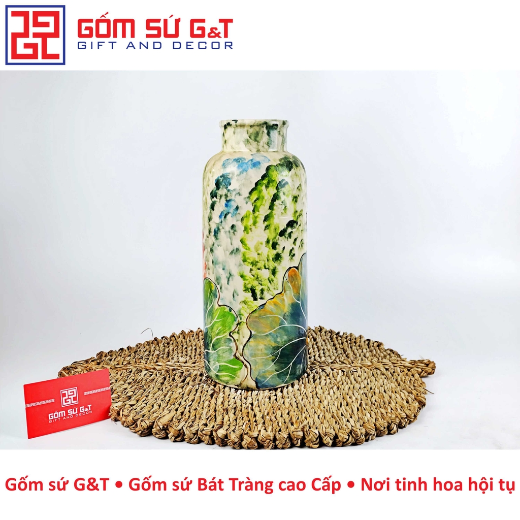 Lọ hoa cổ gập hoa sen