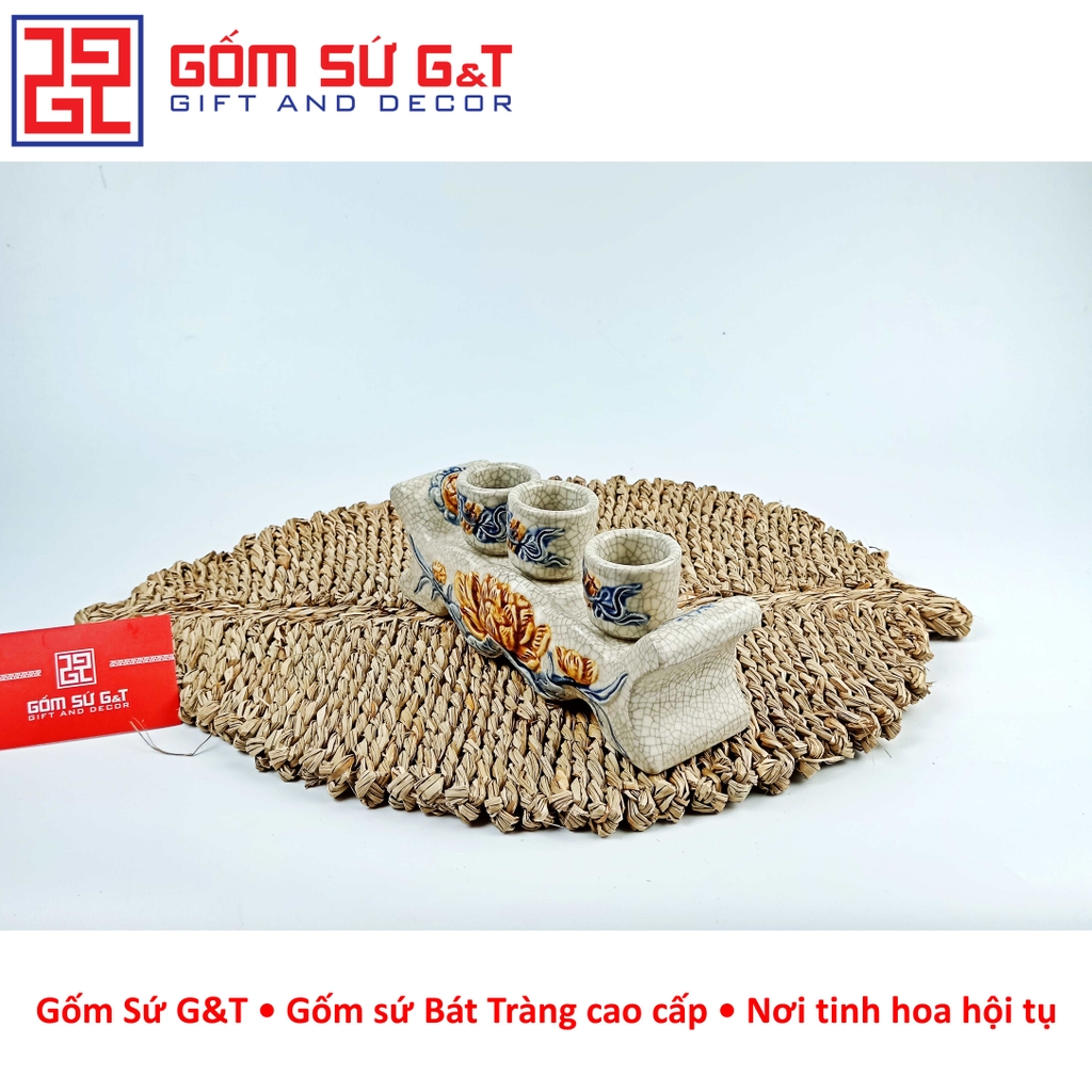 Bộ kỷ ngai men rạn sen nổi