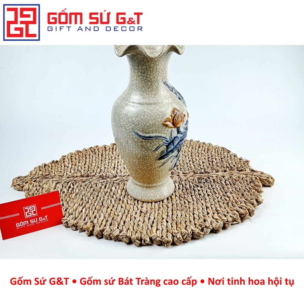 Lọ hoa lượn men rạn sen nổi
