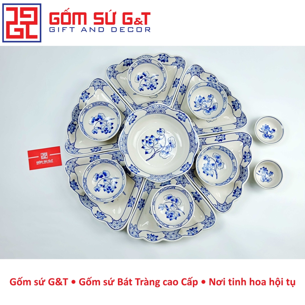 Bộ đồ ăn mặt trời sen 1 bông xanh