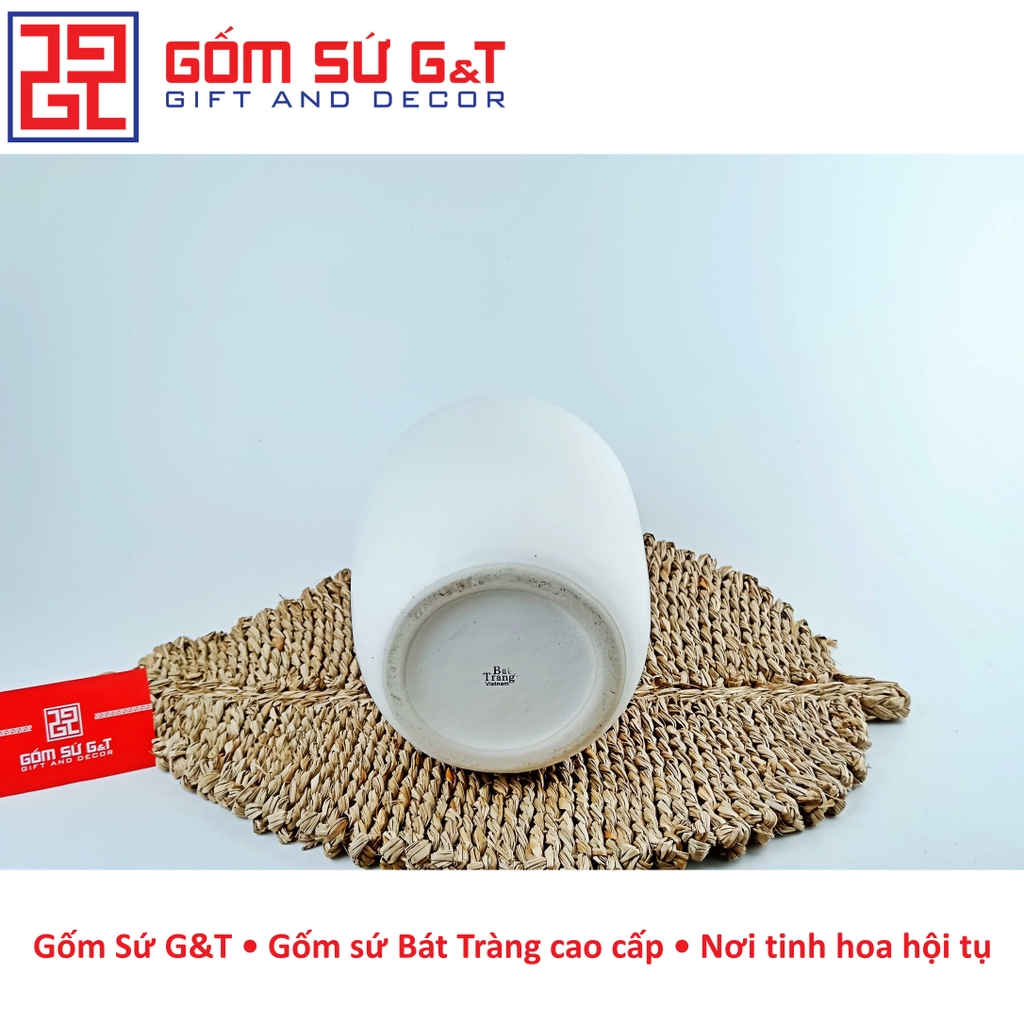 Lọ hoa dáng đèn lồng vẽ đào hồng