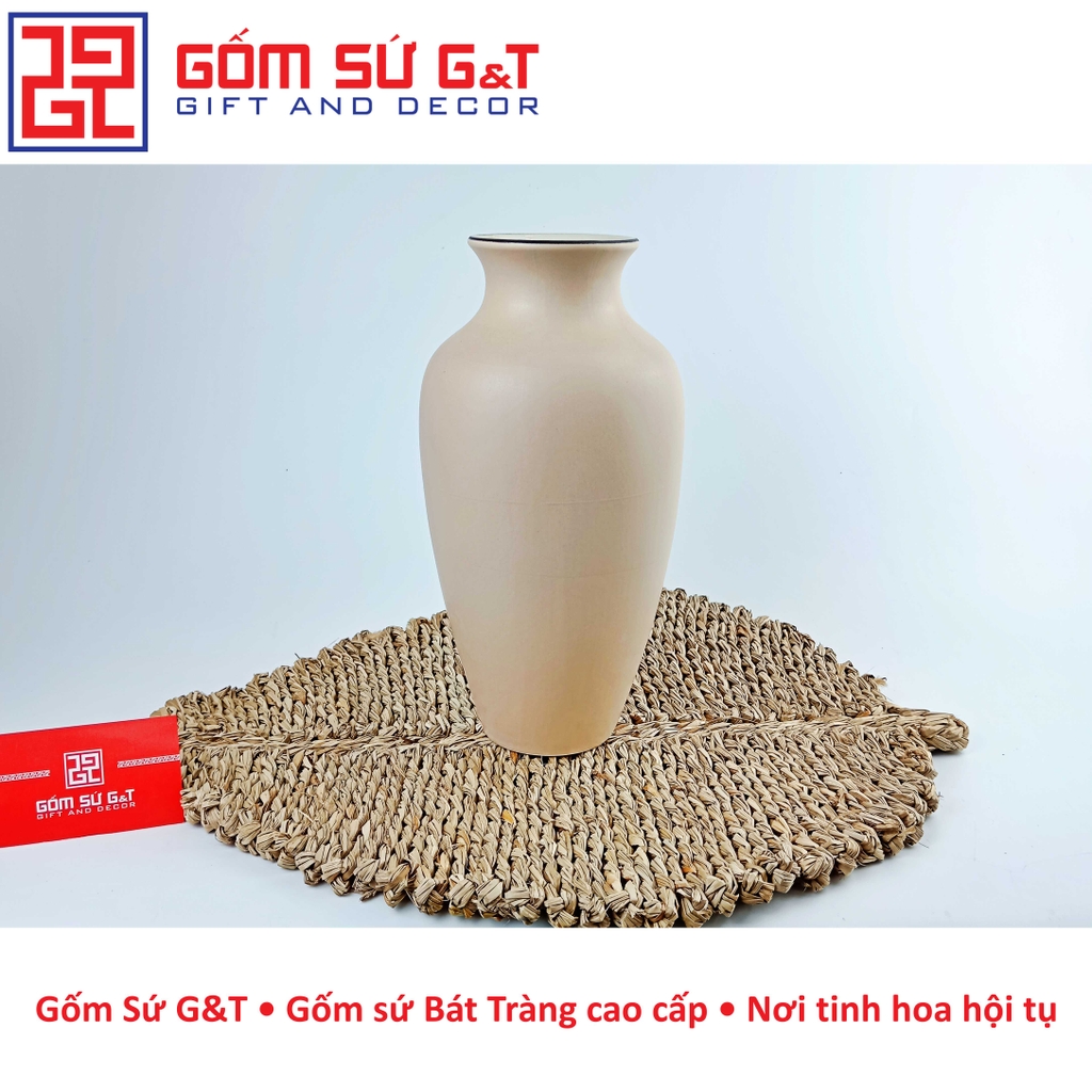Lọ hoa dáng đùi dế vẽ cam