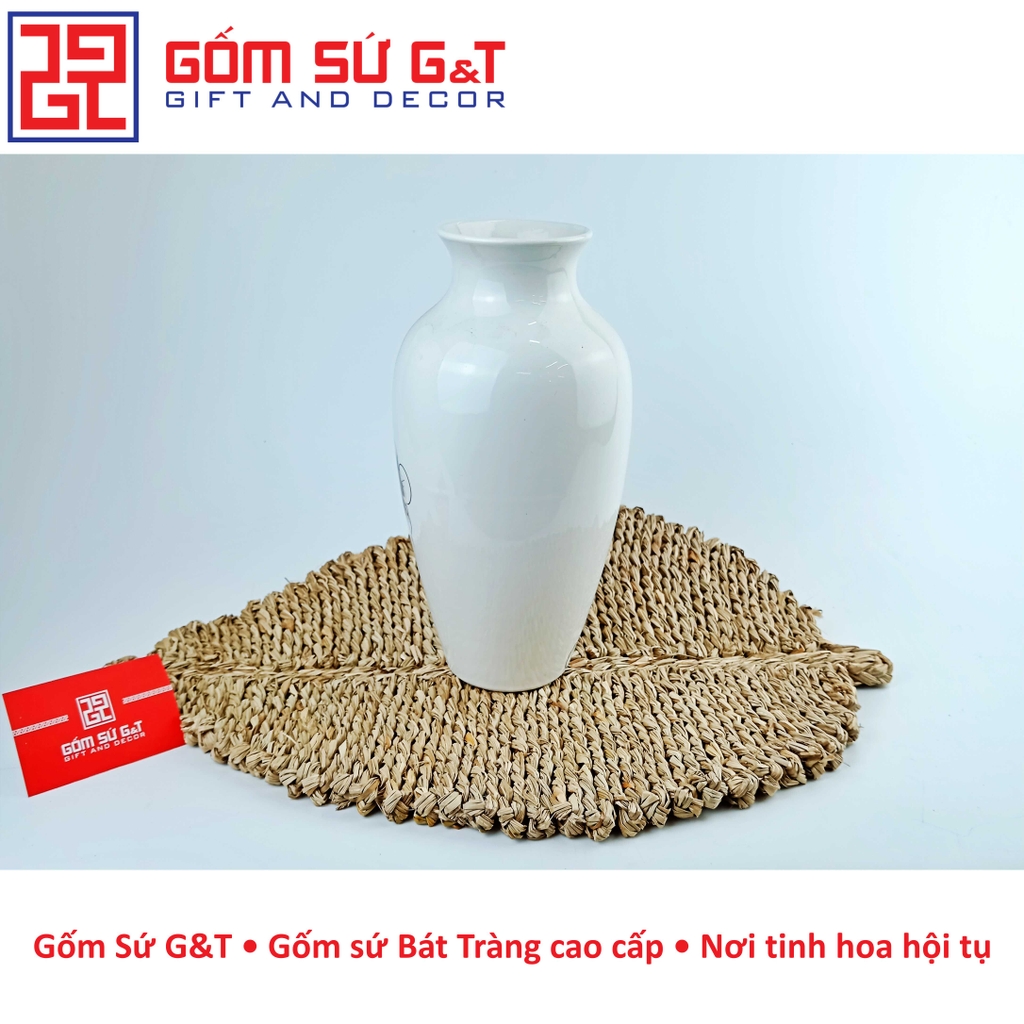 Lọ hoa dáng chân đèn vẽ sen