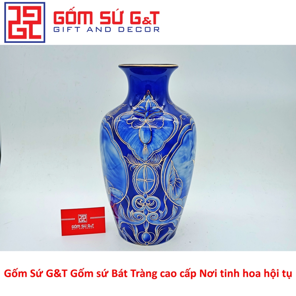 Lọ hoa nhị cảnh thuận buồm xuôi gió vẽ vàng kim