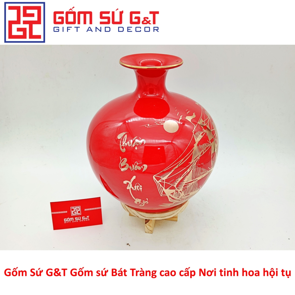 Quà tặng bóng hút tài lộc thuận buồm xuôi gió màu đỏ vẽ vàng kim 24K