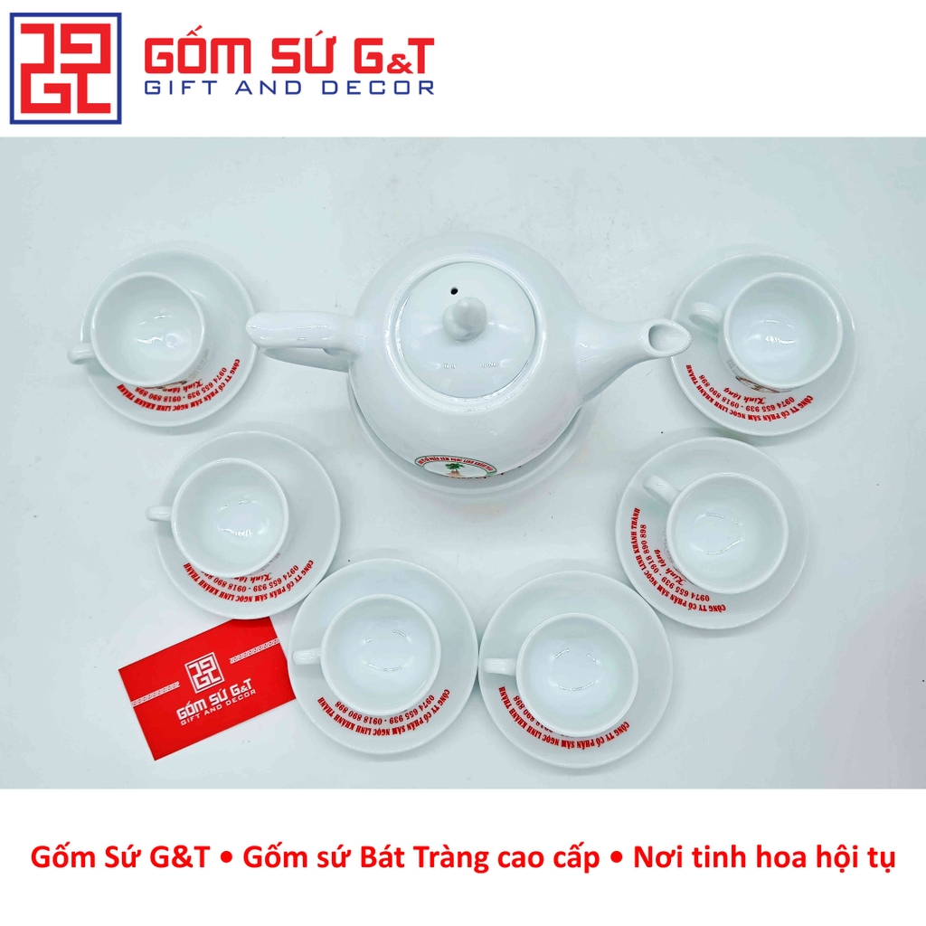 Bộ trà quà tặng dáng chóp lửa trắng
