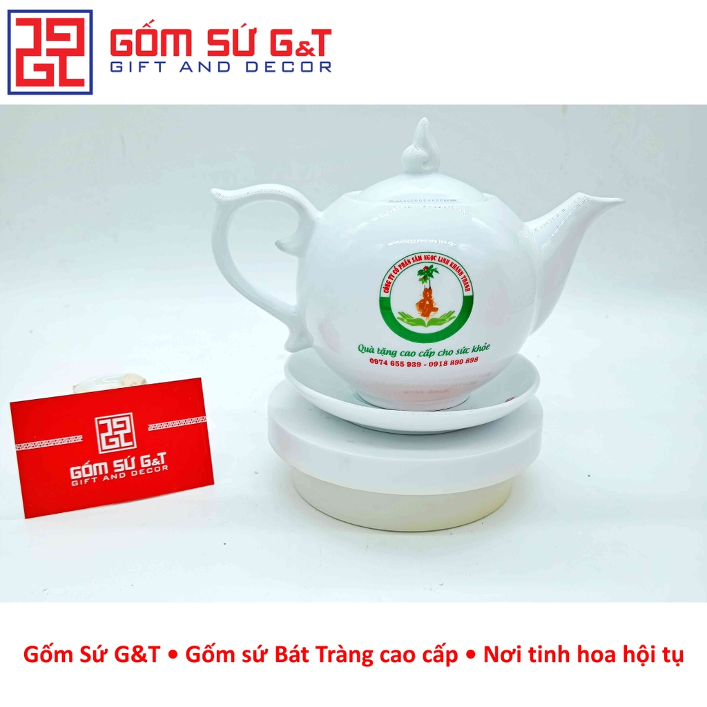 Bộ trà quà tặng dáng chóp lửa trắng