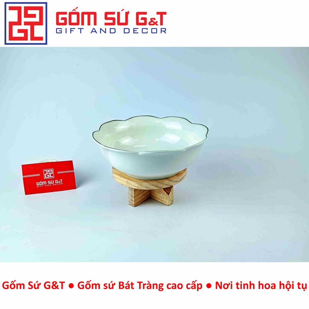 Bát tô hoa men kem vẽ