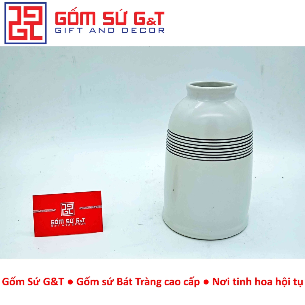 Lọ hoa trang trí dáng phích kẻ ngang